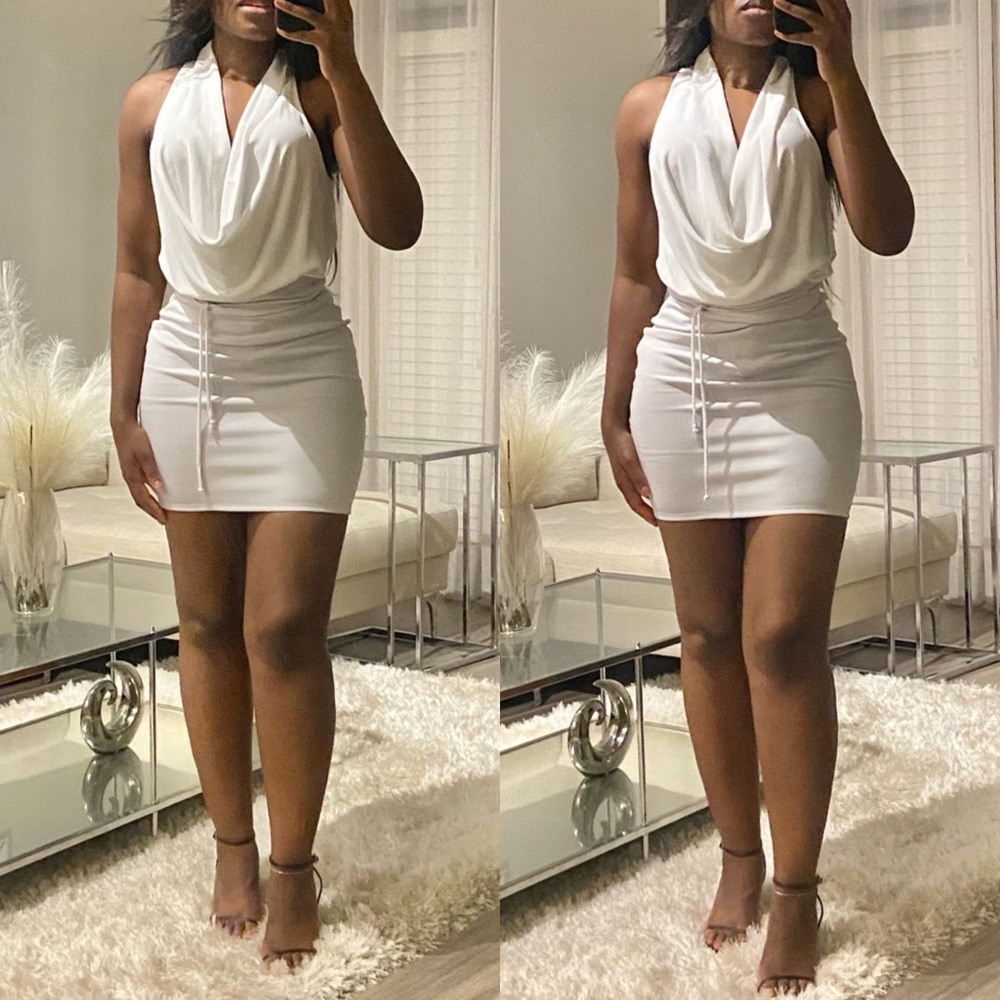 White Cowl Neck Top